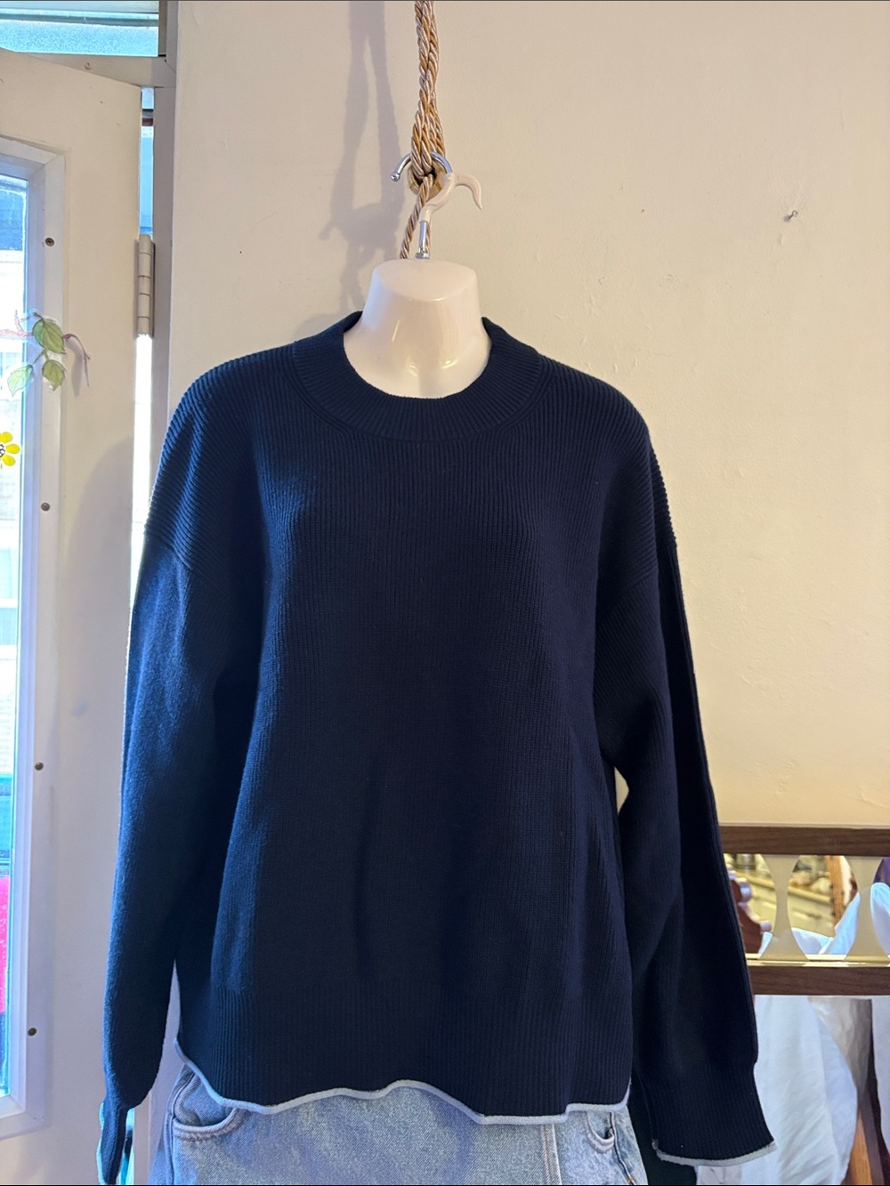 Scotch & Soda Navy Ribbed Crewneck Sweater